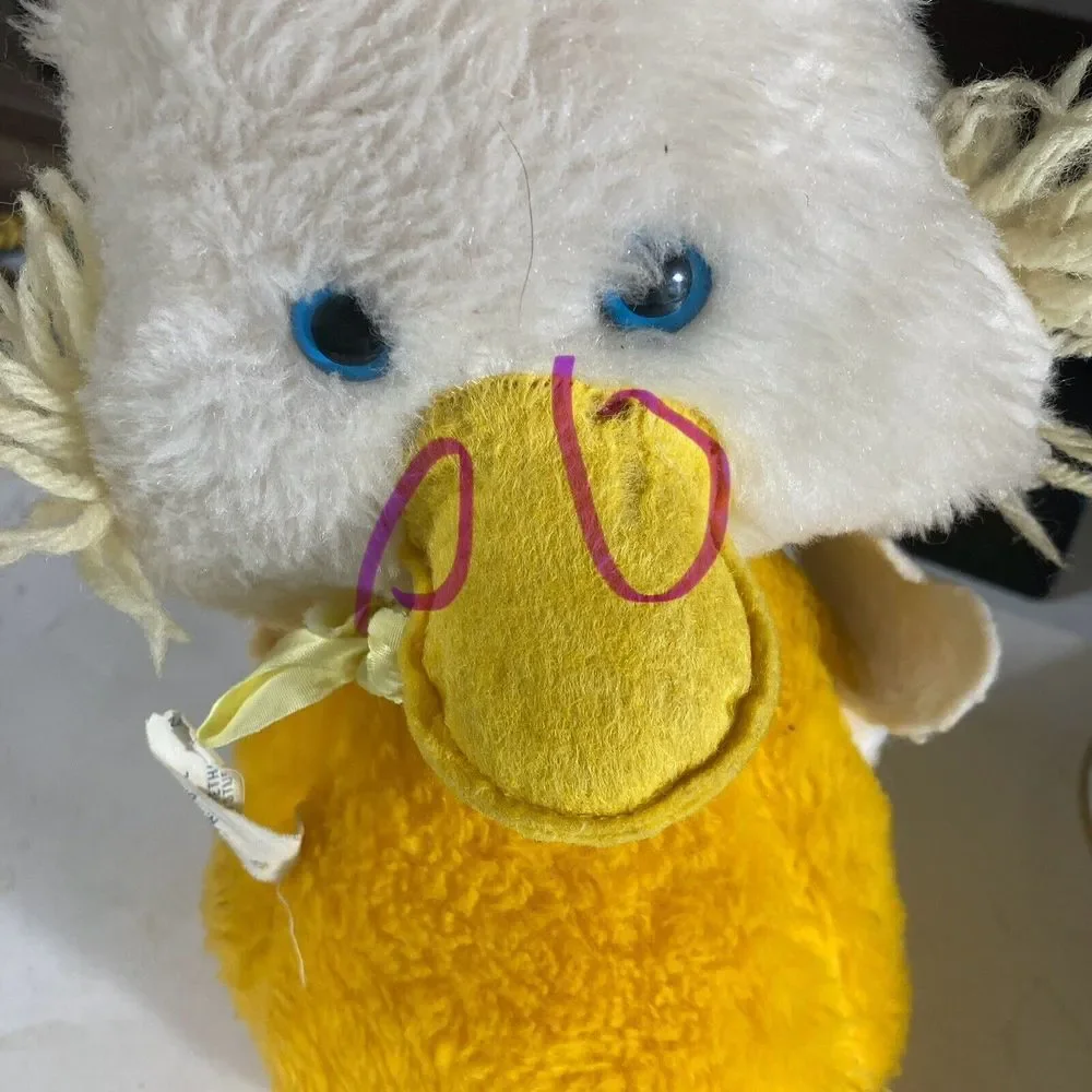 Vintage Eden‎ Duck Rattle inside Stuffed Animal Plush Bow 9